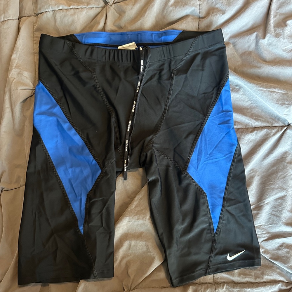 Nike Men's Large Black and Blue Swim Shorts - Picture 1 of 3